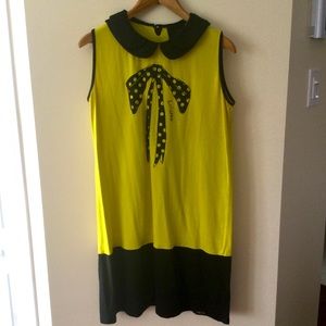 Yellow and black Claudine collar Dress